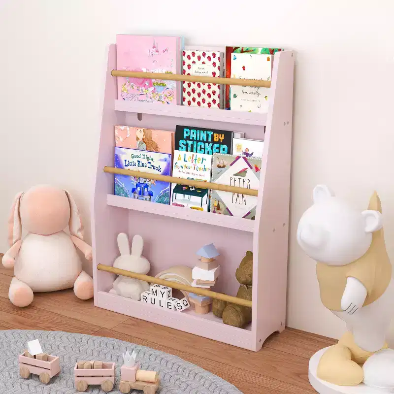 3 Tier Floor Standing Bookshelf, Modern Open Storage Display Bookshelf, Kids Bookcase Storage Organizer for Living Room Kids Room Nursery White