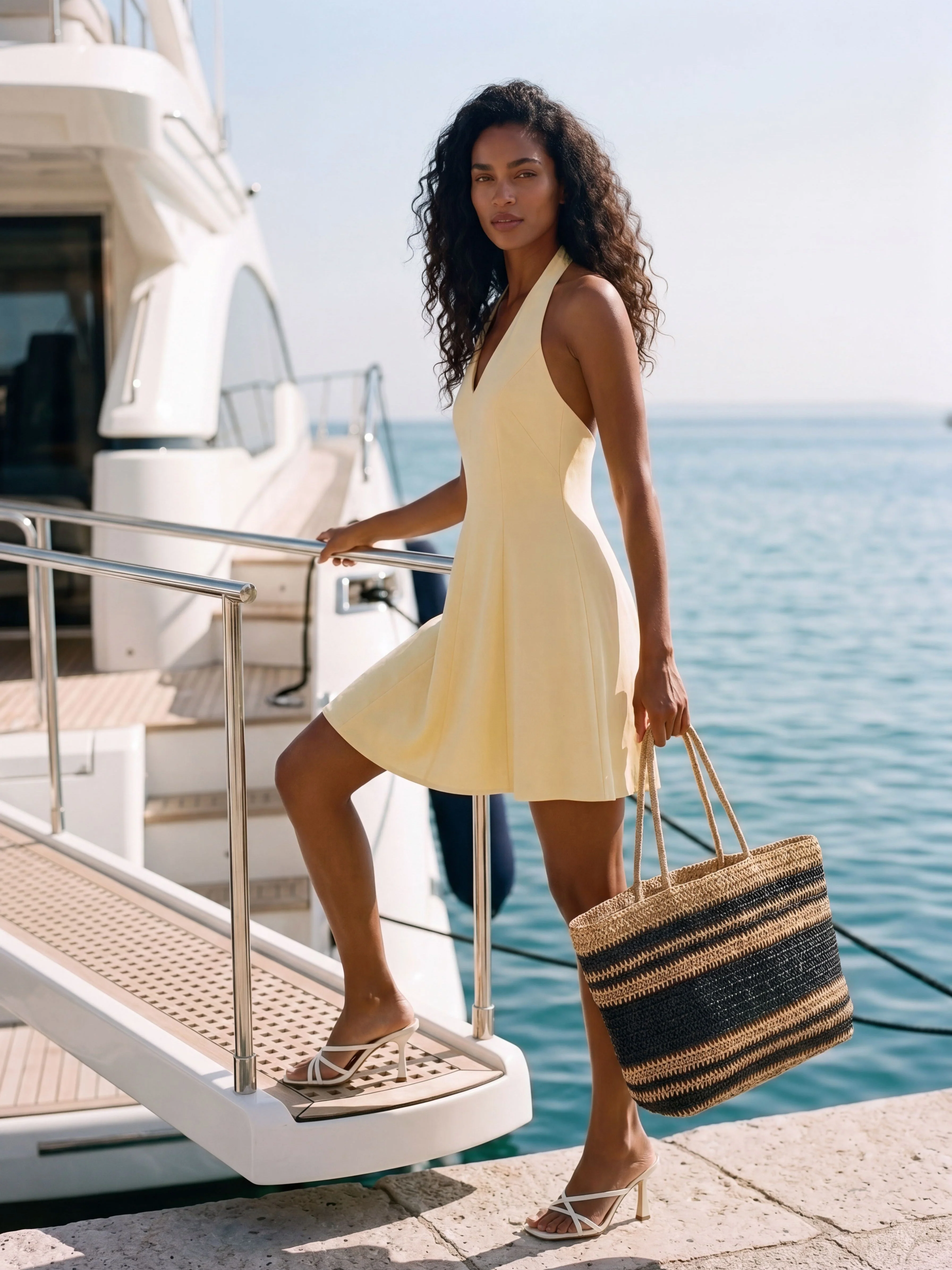 V-Neck Halter Mini Dress