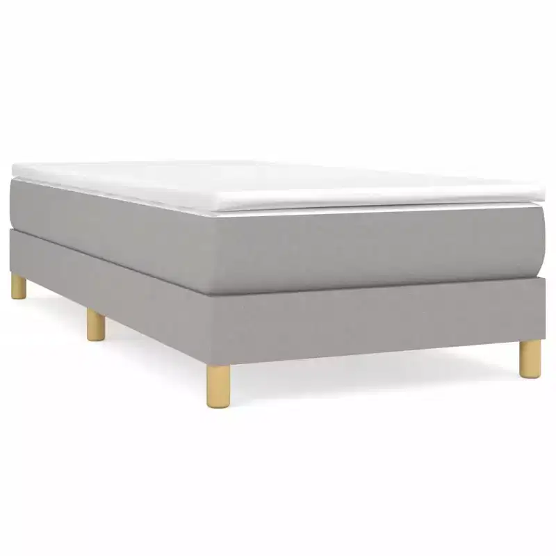 Bed Frame Light Gray Polyester, Plywood, Engineered Wood Twin XL