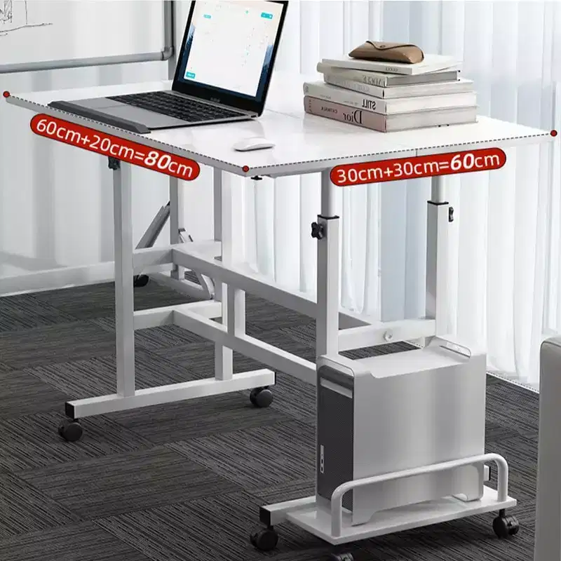 Adjustable Height Wood Computer Desk, Portable Desk, Foldable, for Bedroom, Bedside