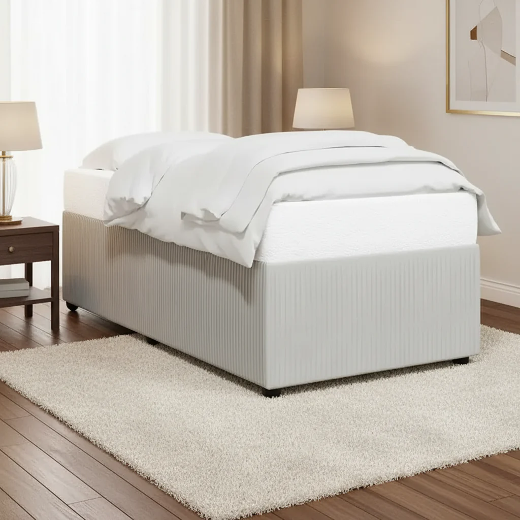 Bed Frame Sturdy Rectangular Modern Twin XL Bed Light Grey