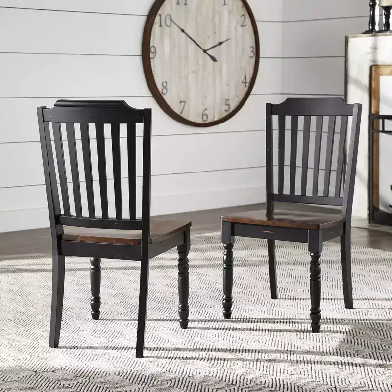Ohana Two-Tone Antique Slat Back Dining Chairs (Set of 2) - iNSPIREQ