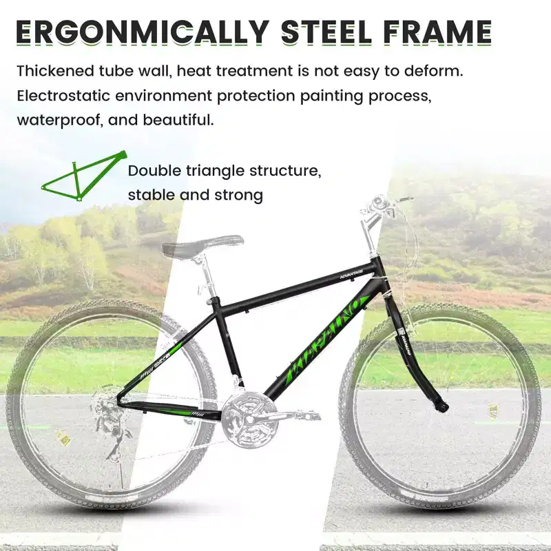 Okak 24IN Carbon Steel Frame Mountain Bike, 21-Speed Kids Bike with Dual V-Brake and Ergonomic Saddle, Bicycle for Commuting, Travel