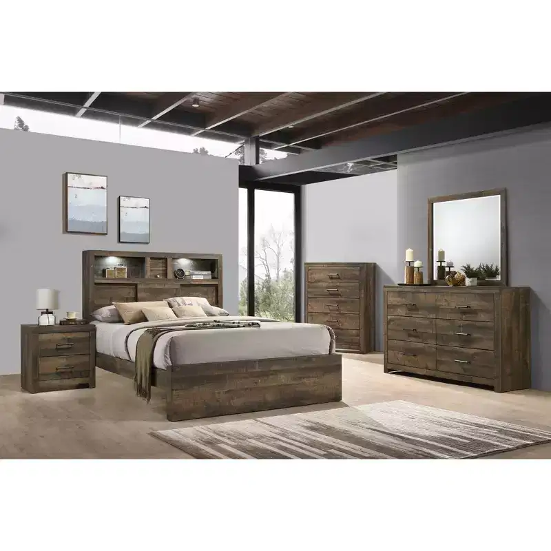 5 Drawer Chest Walnut – Vertical Storage, Bronze Hardware, MDF Composite