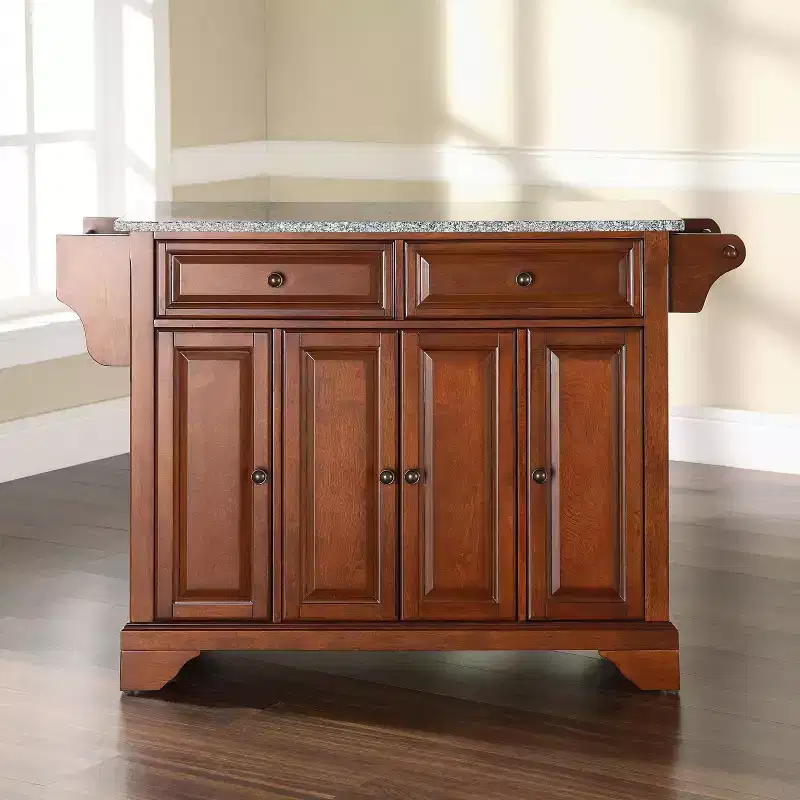 Gray Granite Top Full Size Kitchen Island/Cart