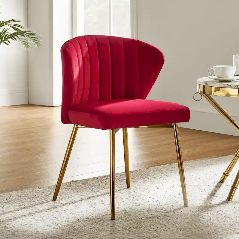 Luna Modern Glam Upholstered Tufted Back Side Accent Dining Chair with Small Base by HULALA HOME