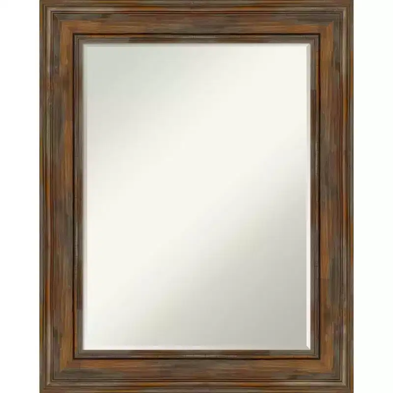 Amanti Art Alexandria Petite Bevel Wood Bathroom Wall Mirror