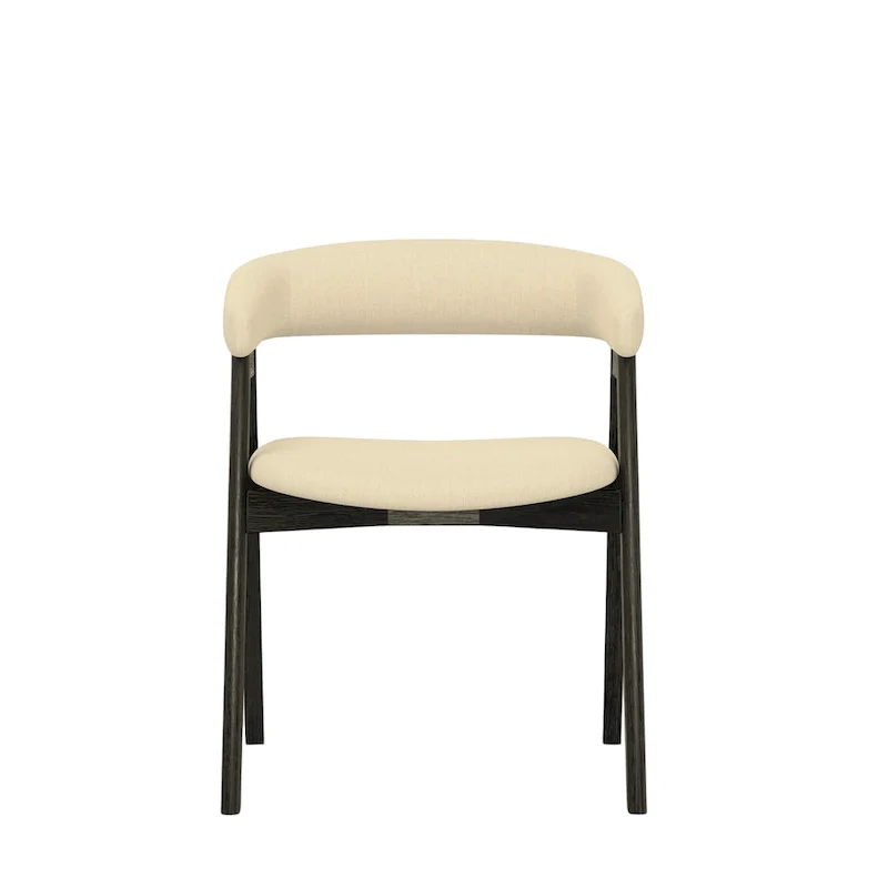 Curved Back Upholstered Dining Chairs, Set of 2