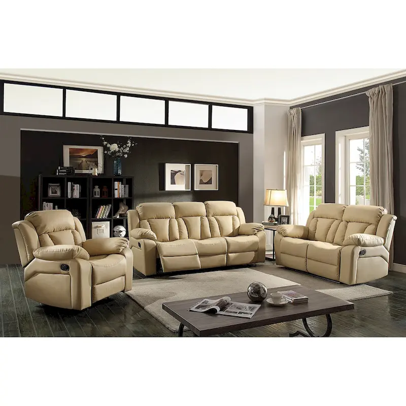 Daria 85 in. W Flared Arm Faux Leather Straight Reclining Sofa - 37L x 85W x 41H