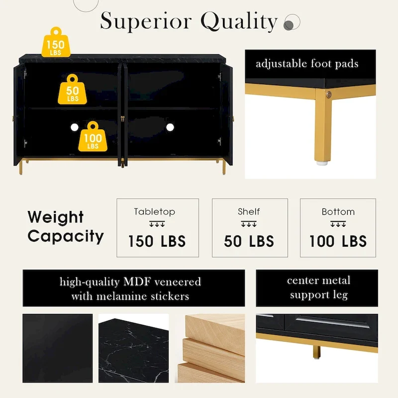 59 Sideboard Buffet Cabinet with Adjustable Shelf