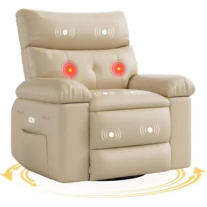 Lift Recliner Chair with Heat & Massage  27 Wide Seat, 360 Swivel, Manual Rocker & Remote Control for Living Room, Elderly & Nursing Home