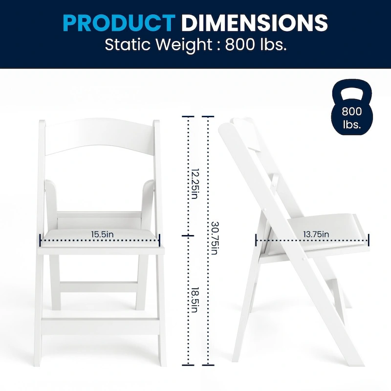Set of 2 Folding Chairs with Padded Seats - 18D x 17.25W x 30.75H