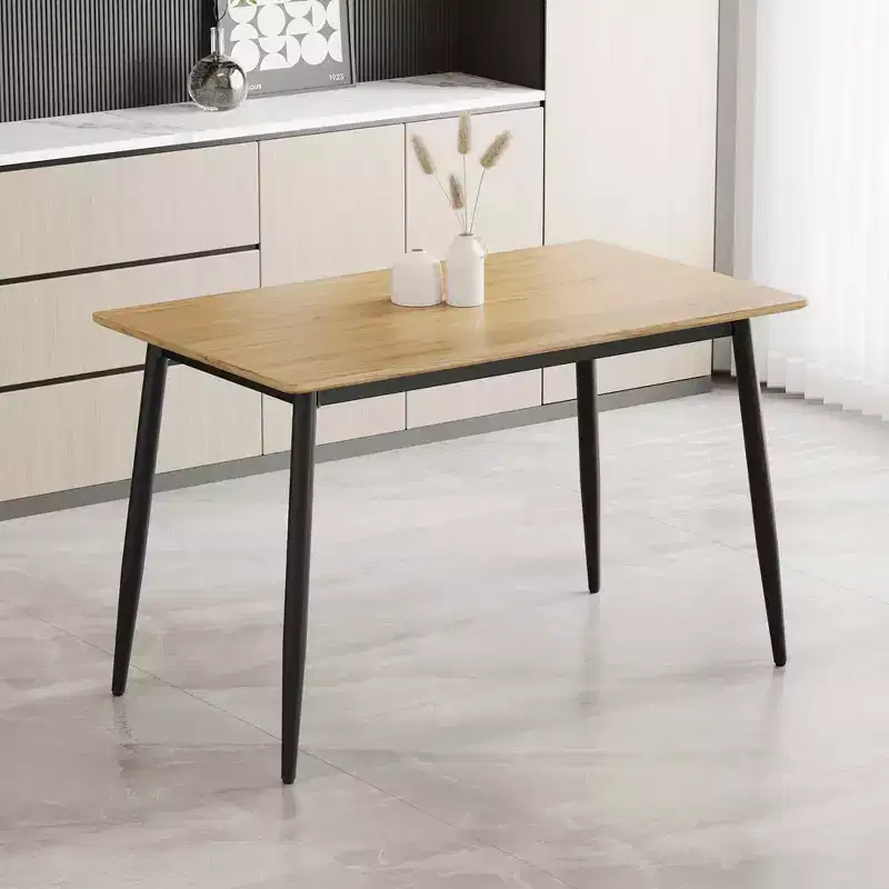 Modern Minimalist MDF Dining Table with Black Metal Legs