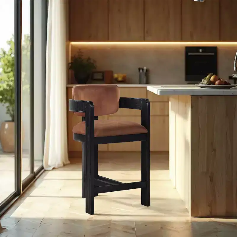 Meridian Furniture,Sacha Cognac Velvet Stool