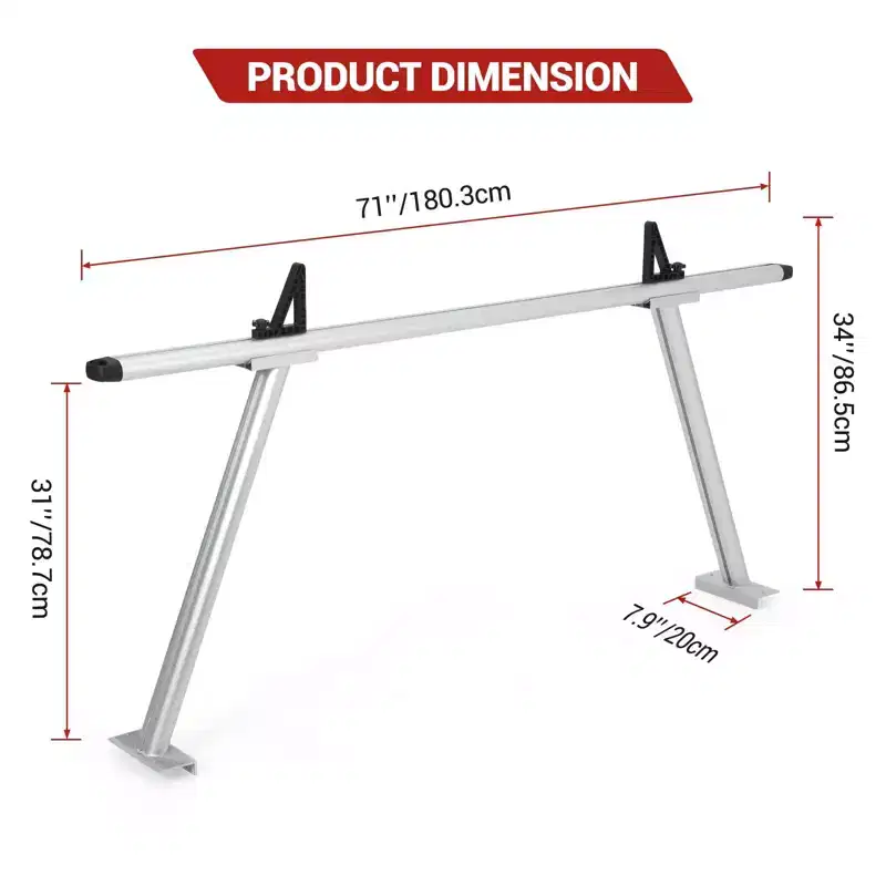 Truck Ladder Rack, Extendable Aluminum Rack 800 lbs Capacity - Universal Pick-up Bed Rack for Kayak, Ladder
