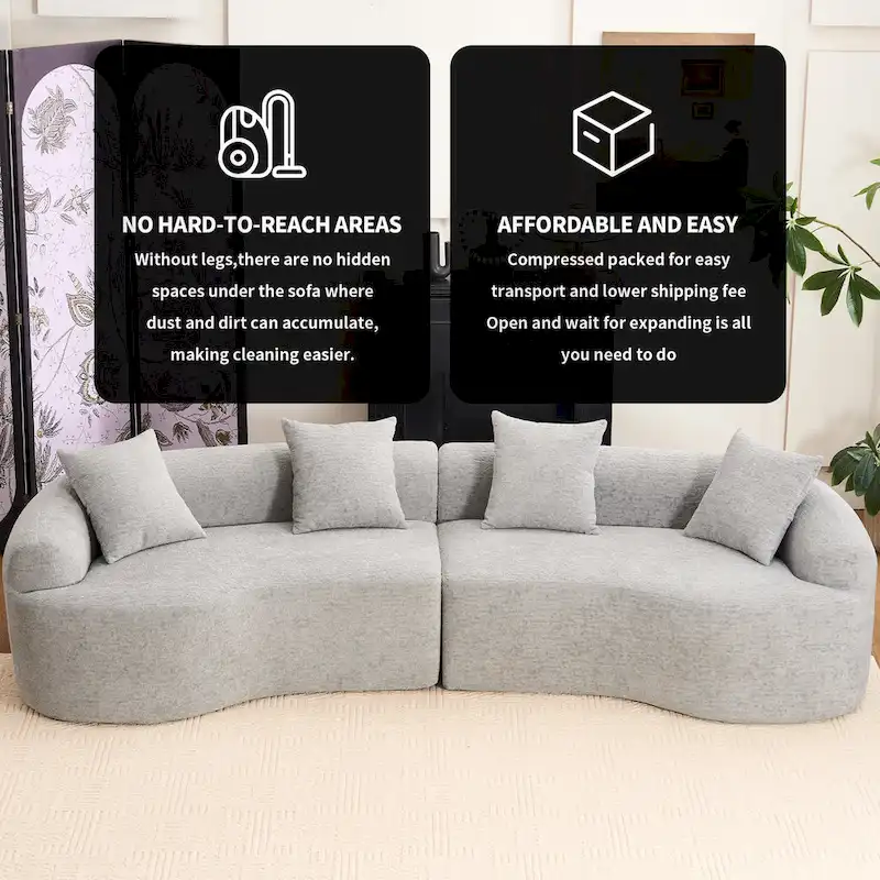 Luxury Chenille Fabric Sofa,4 Seater Modular Curved Sectional Couch