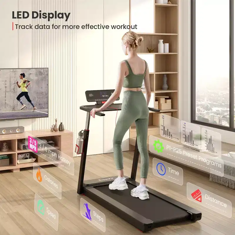Costway 3HP Running Machine Folding Treadmill Adjustable Height APP Control Table Board