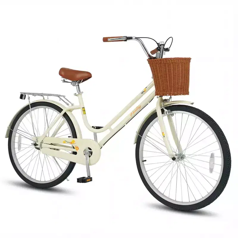 Gymax 26-Inch Beach Cruiser Bike w/Adjustable Seat Woven Basket & Rear Rack