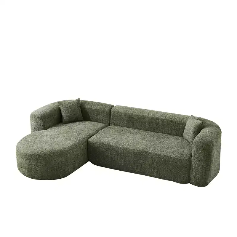 Clihome 109.4 L-Shaped Modular Sectional Sofa Left Chaise Chenille Fabric Cloud Sofa with 2 Pillows