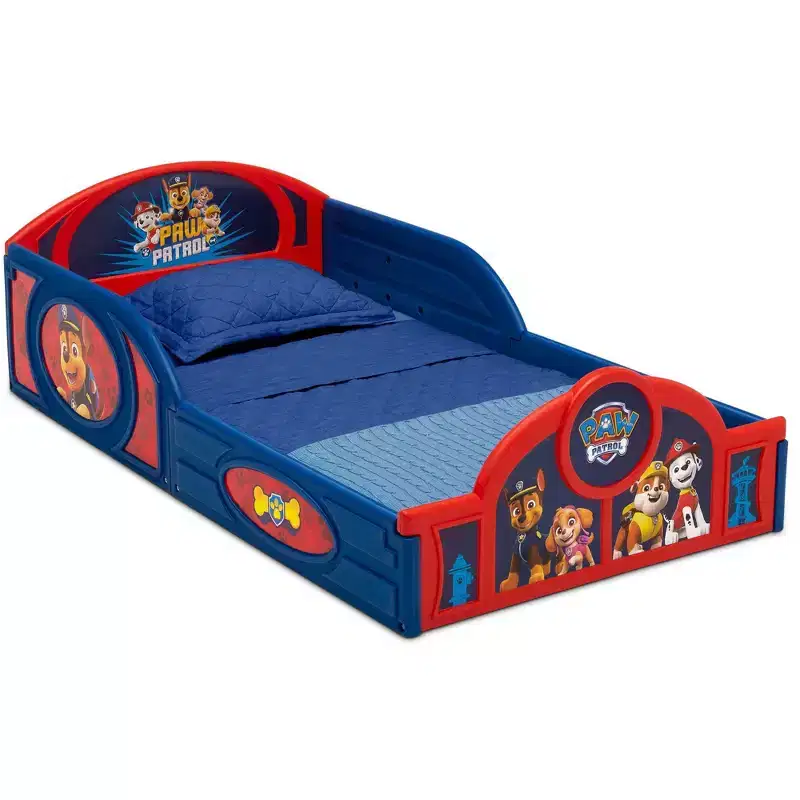 Delta Children Plastic Sleep and Play Toddler Kids' Bed with Attached Guardrails - PAW Patrol