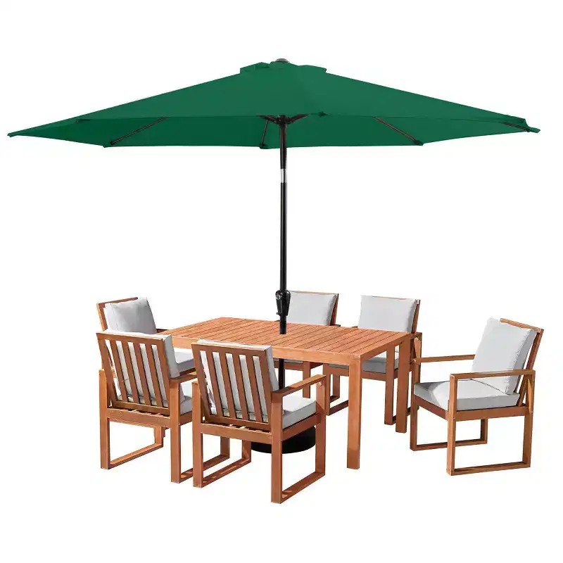 Alaterre Furniture 8pc Outdoor Patio Dining Set, Weston Table with 10' Auto Tilt Umbrella