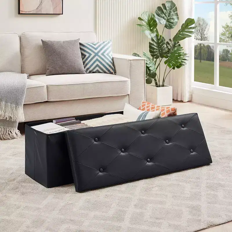 Folding Storage Ottoman Bench – Versatile Footstool and Seat