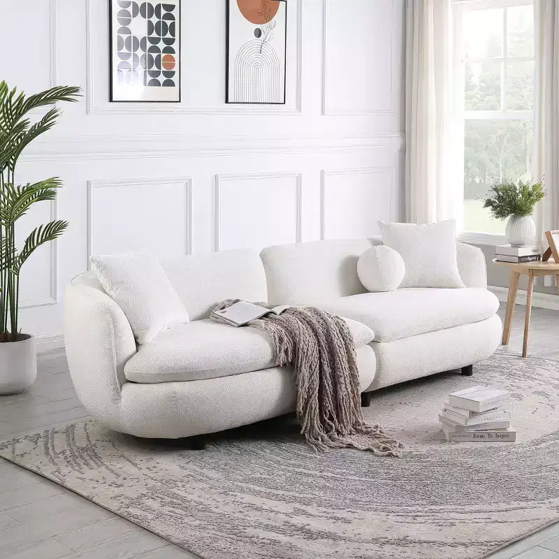 89 inch Round Sofa, 3 Modern Upholstered Couch With 2