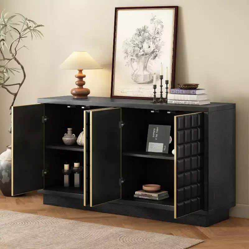 Viviana 58.6'' Modern Storage Cabinet with 4 Doors and Adjustable Shelves
