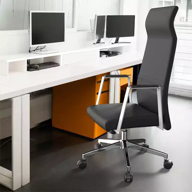 High-Back Ergonomic Leather Office Chair – Swivel & Tilt, Adjustable Executive Desk Chair