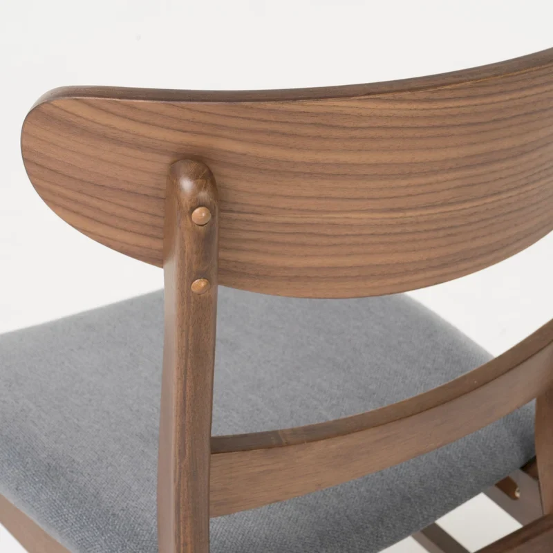 Mid-Century Modern Upholstered Rubberwood Dining Chair (Set of 2)