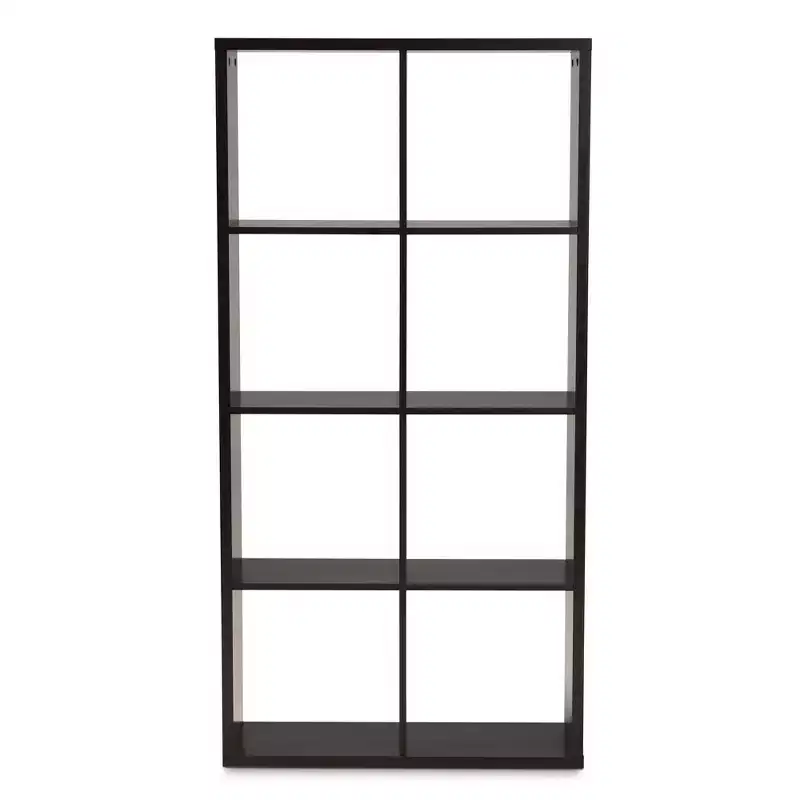 Janne 8 Cube Multipurpose Storage Shelf Dark Brown - Baxton Studio: Mid-Century Modern Cubby Organizer, Particle Board Frame