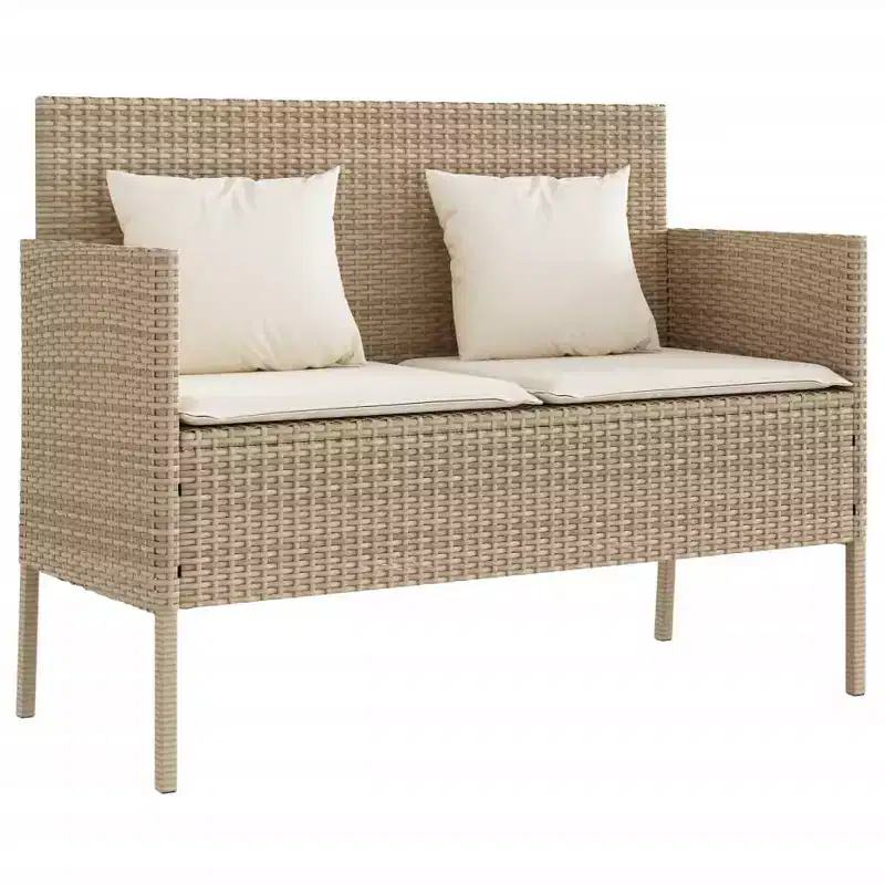 vidaXL Patio Bench with Cushions Park Outdoor Loveseat Furniture Poly Rattan