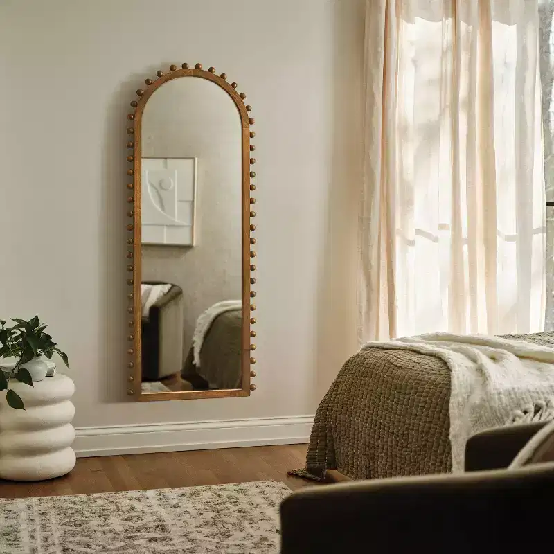 25"x65" Carved Beaded Floor Mirror