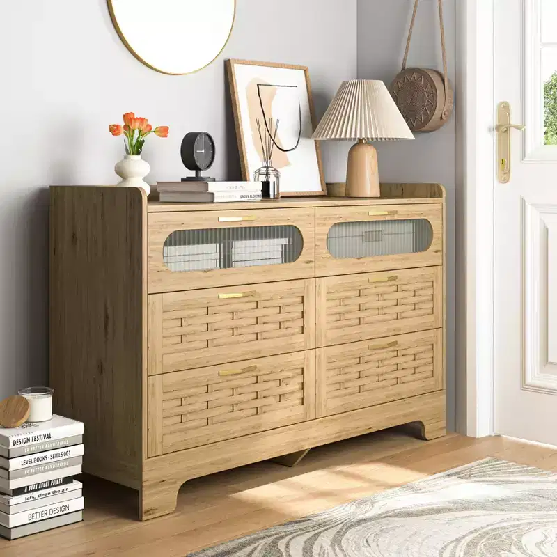 6-Drawer Wood Dresser – Storage Organizer for Nursery, Bedroom & Living Room, Natural