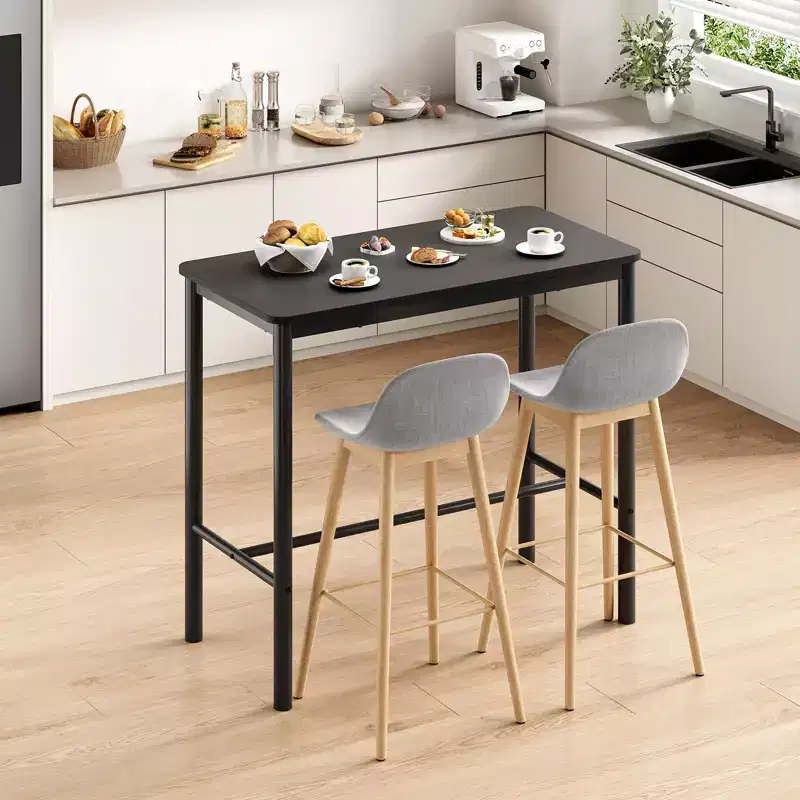 47'' Counter Height Pub Bar Table - Black Rectangular Dining Table for Cafe, Kitchen and Study Room