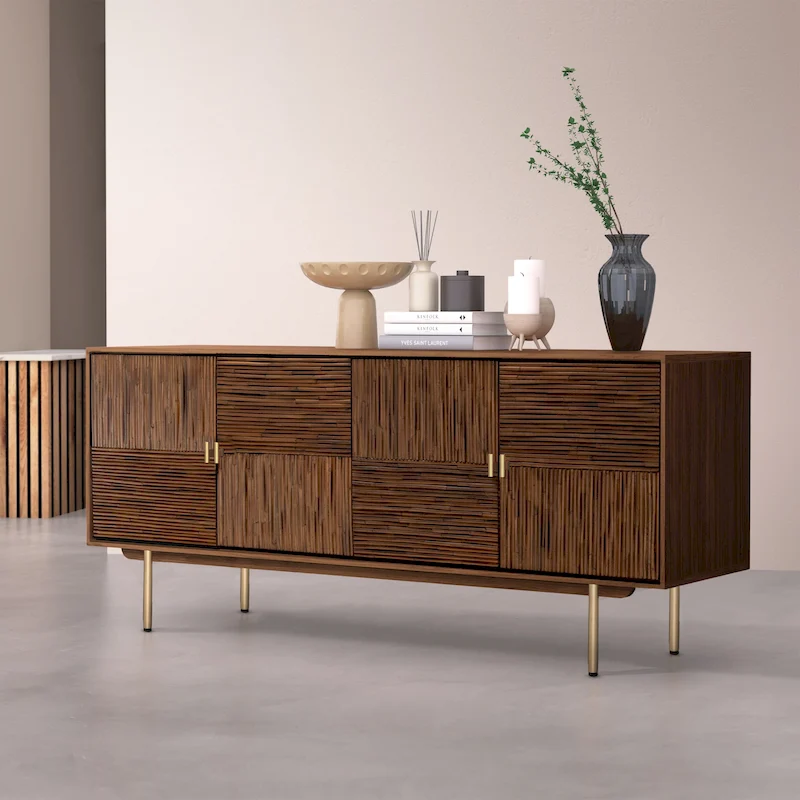 Studio London Drawers Acacia Wood and Rattan Furniture Storage