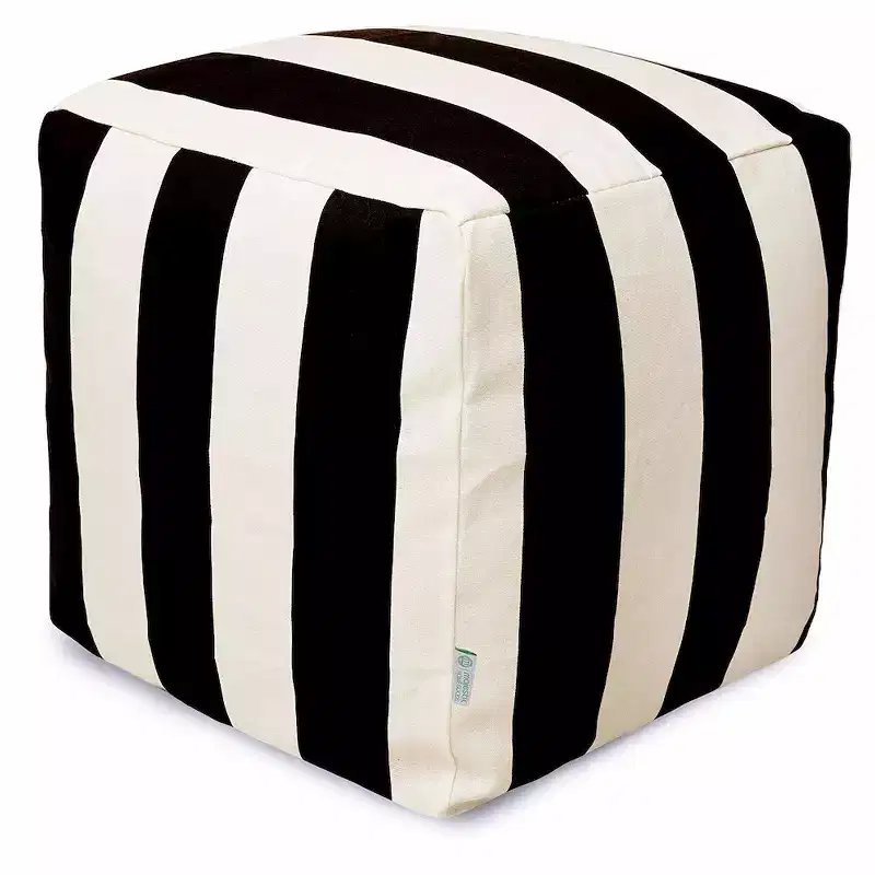 Majestic Home Goods,Cube Pouf Vertical Stripe Burnt