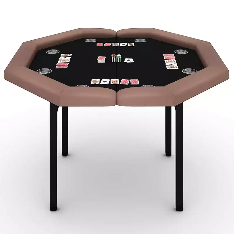 Black Octagon Foldable Poker Table, 8-Player
