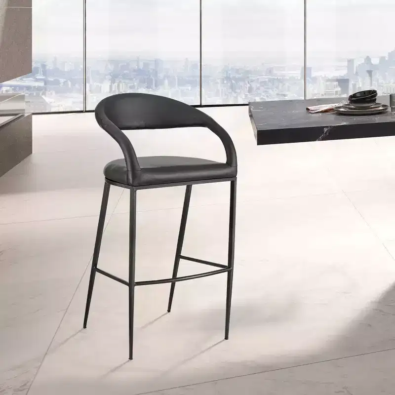 Armen Living 26 Ramona Iron and Faux Leather Counter Height Barstool