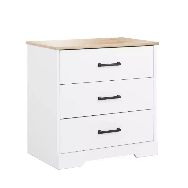 Prepac Rustic Ridge Farmhouse 3 Drawer Nightstand White/Oak