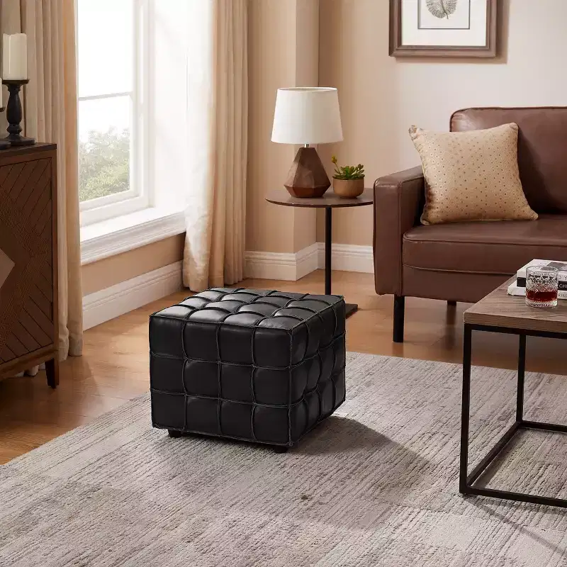 Versatile Genuine Leather Ottoman