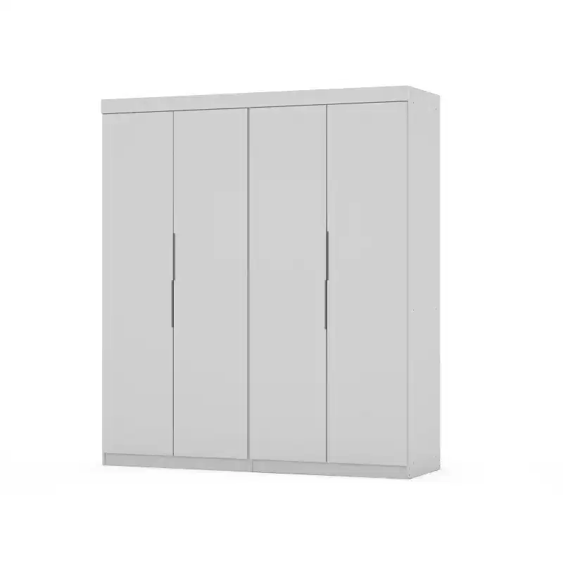 Set of 2 Mulberry 2.0 Wardrobe Closet White - Manhattan Comfort: Bedroom Storage, Hanging Rods, Modern Design