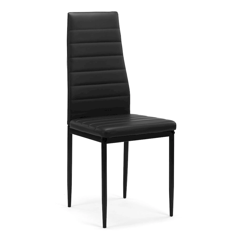 Modern 5-Piece Dining Set with Rectangular Tempered Glass Table & 4 High Back Upholstered Chairs