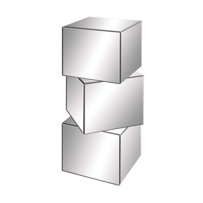 Glass Mirrored Pedestal Table - Silver - Roche River Decor - 12W x 15L x 30H