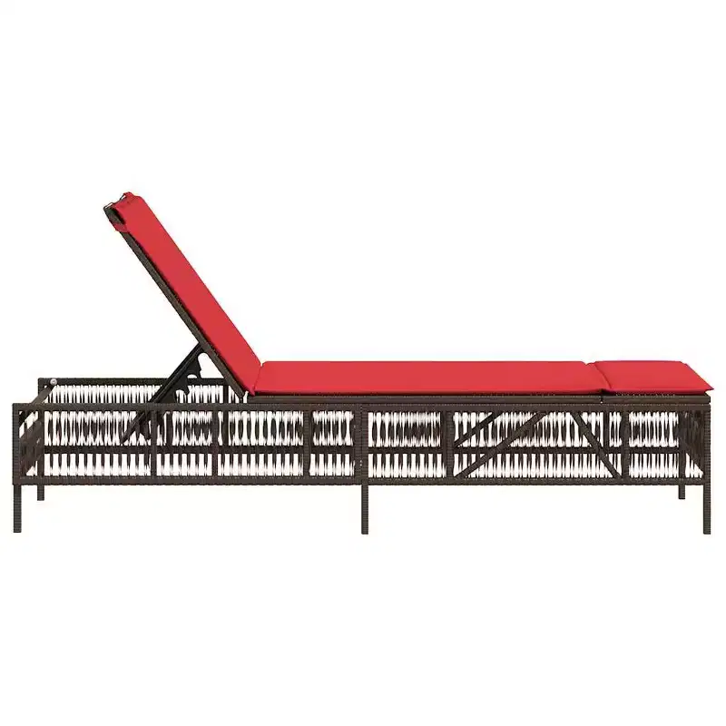 vidaXL Patio Sun Lounger PE rattan Large Multi-Position Backrest