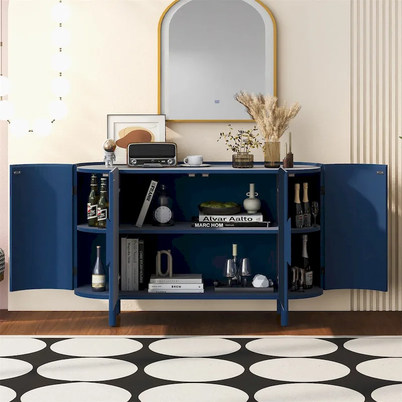 Merax Curved Design Light Luxury Sideboard with Adjustable Shelves
