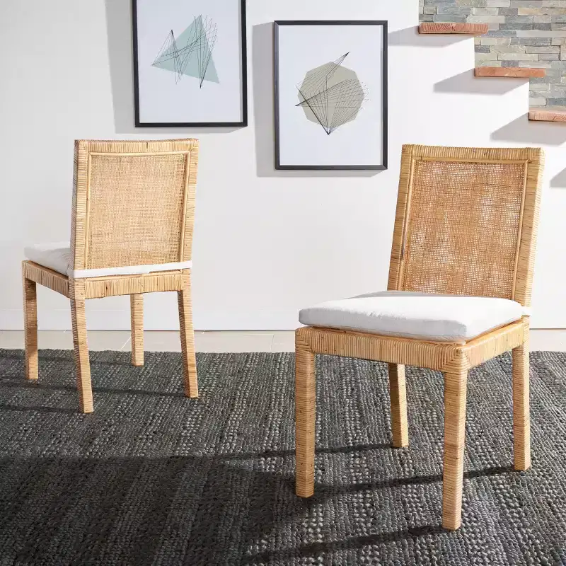 Tojo Cane Dining Chair W/ Cushion (Set of 2) - DCH6502 - Safavieh