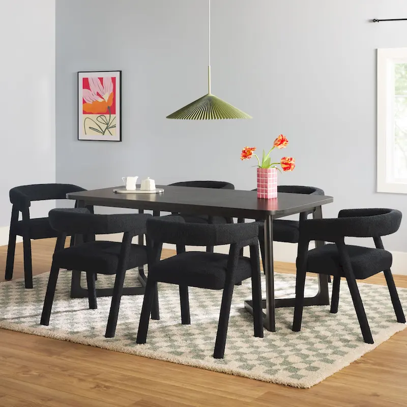 Solid Wood Dining Table w/ Full Fabric Chairs