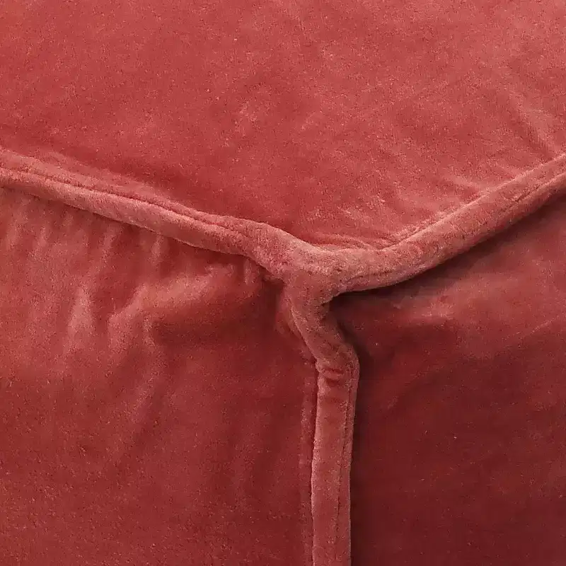 Blush Velvet Square Pouf Ottoman, Modern Upholstered Footstool, No Assembly Required