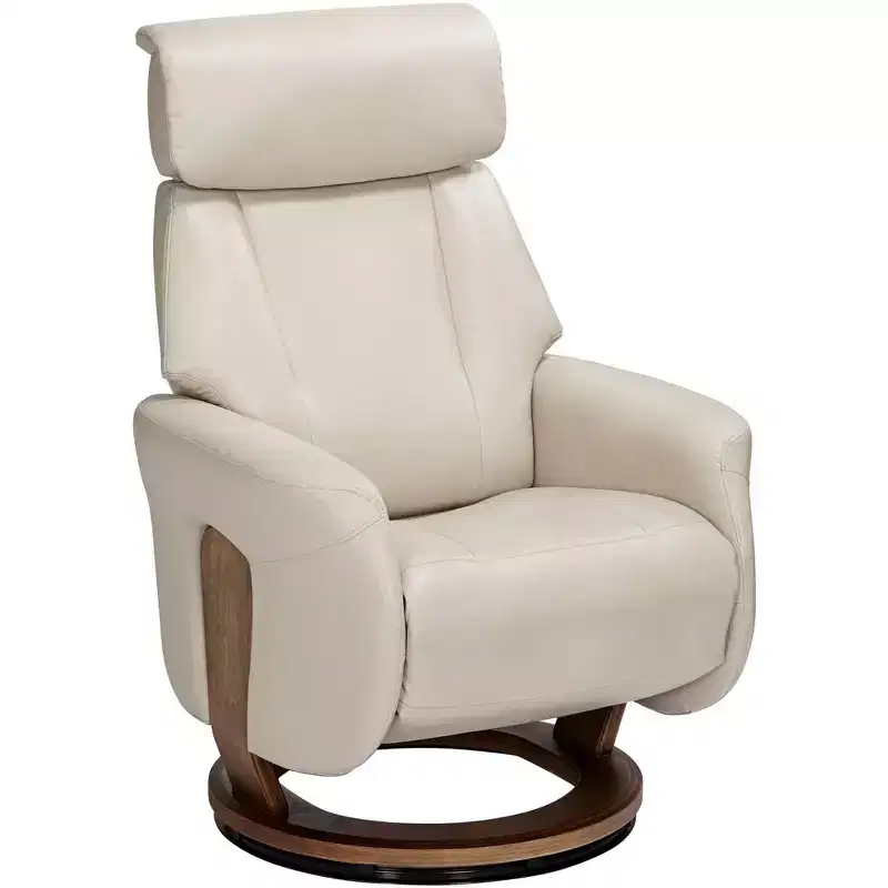 Taupe Faux Leather 4-Way Swivel Recliner Chair with Adjustable Headrest and Footrest